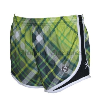 Girls Lacrosse Sprinter Shorts - Lime Green Plaid